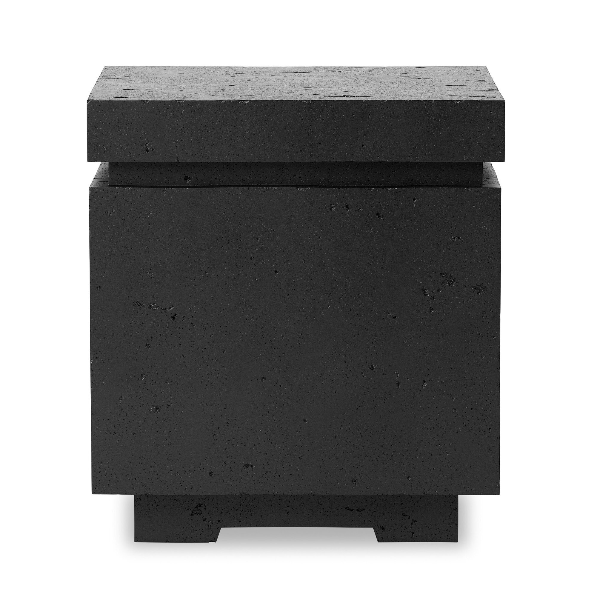 Eric Concrete Propane Tank Cover Side Table, Textured Ebony