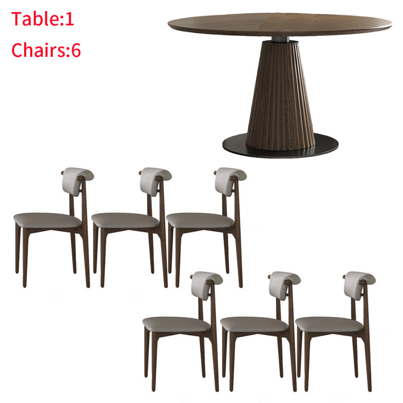 Ensemble de table de salle à manger ronde italienne en bois massif 47,2 po