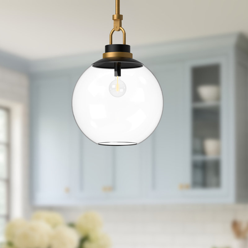 Luminaire suspendu simple Copperfield, Doré vieilli, Transparent
