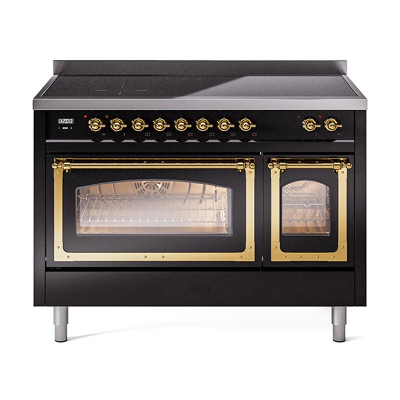 ILVE Nostalgie II Noblesse 48 po à induction, Noir brillant / laiton