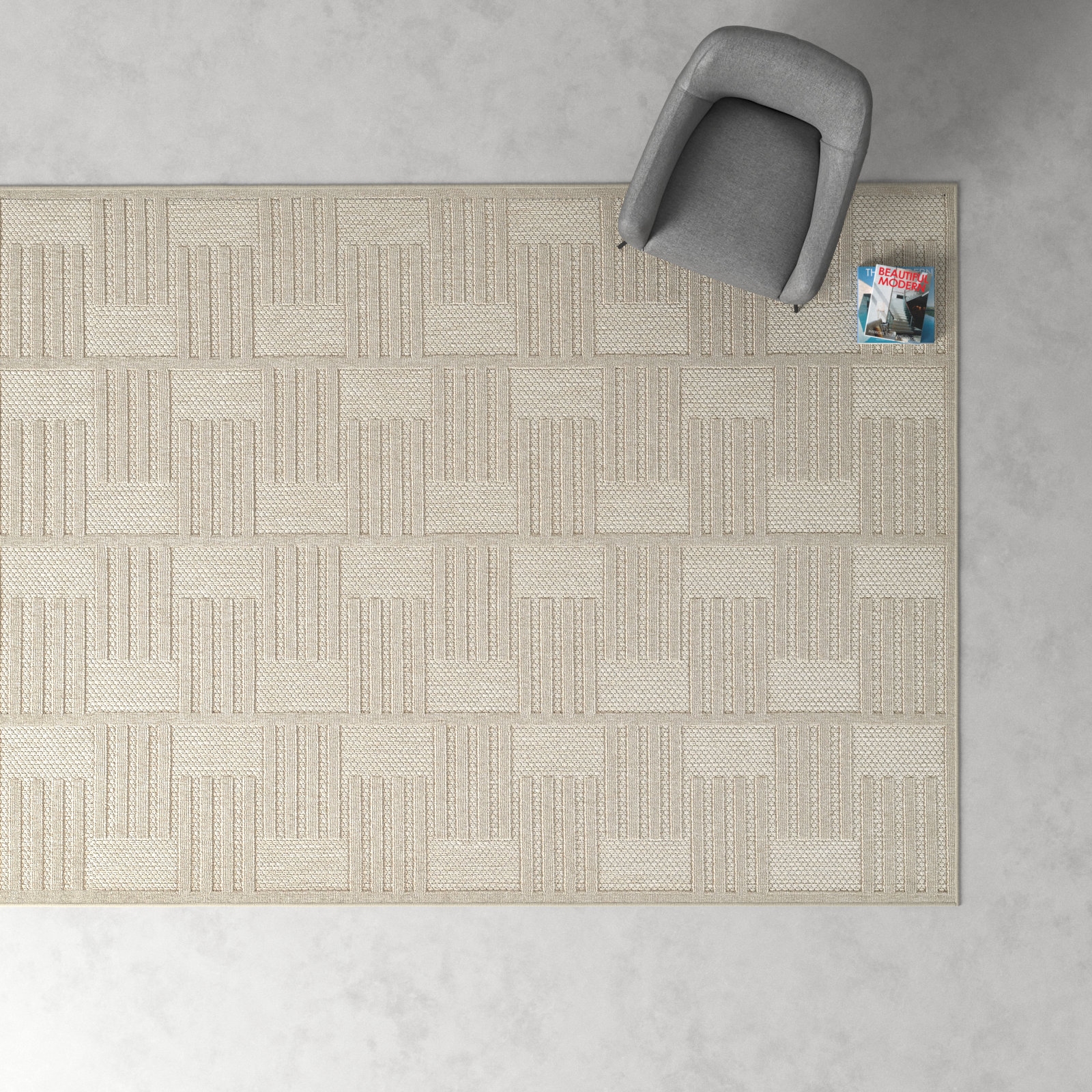 Trilby Beige Indoor/Outdoor Rug, Rectangle 9'3" x 12'6"