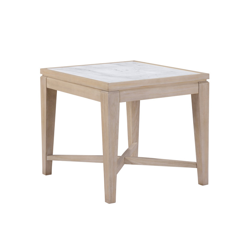 Dorran White Marble Top Square End Table