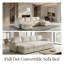 Divan-lit modulaire en forme de U de 102 po de large avec blanc cassé et méridienne avec rangement, canapé-lit 5 places convertible en lin