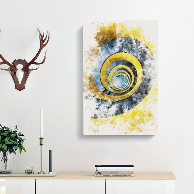 Yellow Spiral Staircase - Wrapped Canvas Painting, 50cm H x 35cm W x 3cm D