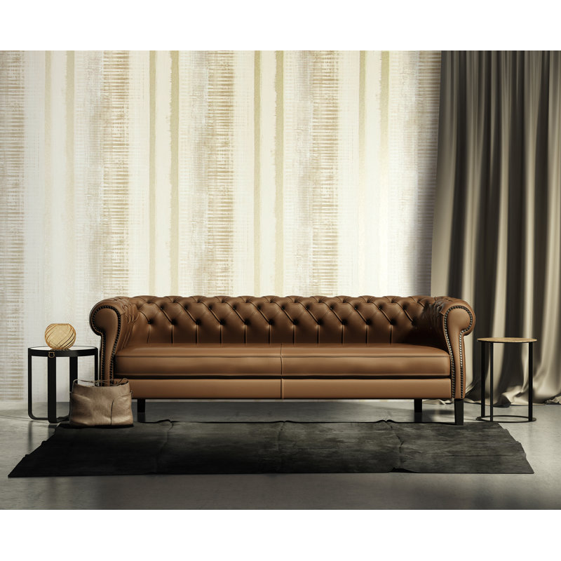 Adonea Hermes Smooth Metallic 33' L x 21" W Wallpaper Roll, Cream