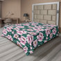 Rose doux, bleu-vert / floral