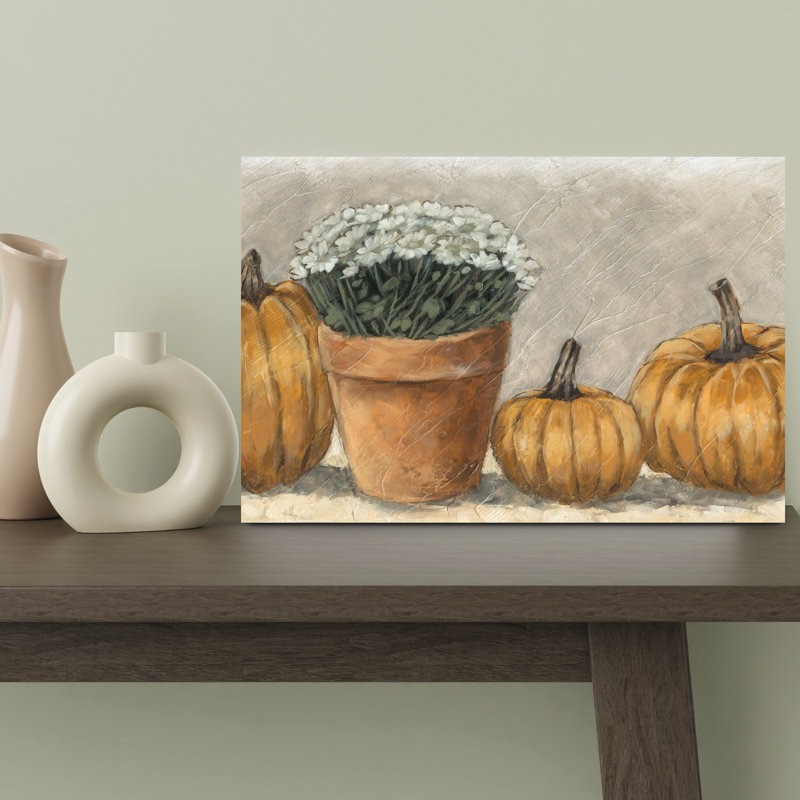 Art mural de fleurs et citrouilles II, 12" H x 18" W