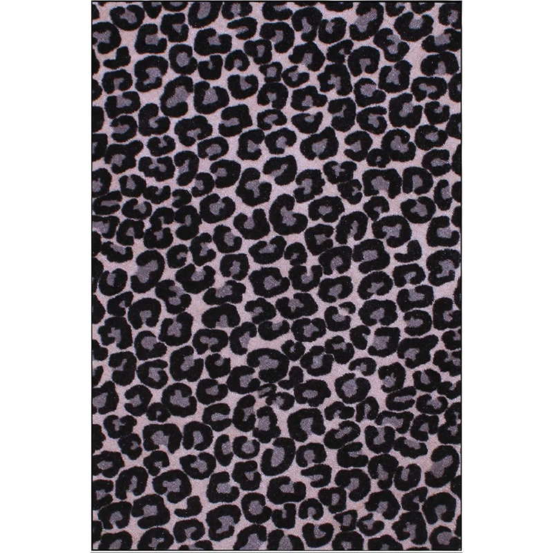 Tapis noir / gris à imprimé animal, Rectangle 7 pi x 13 pi