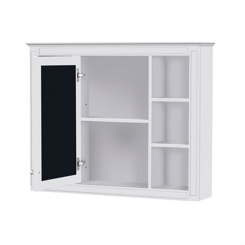 Armoire à pharmacie, armoire de rangement murale pour salle de bain, armoire murale moderne avec miroir, armoire à miroir avec 6 tablettes ouvertes (meuble-lavabo non inclus)