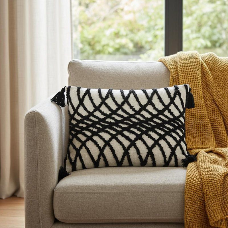 Housse et insert de coussin rectangulaire en mélange de coton