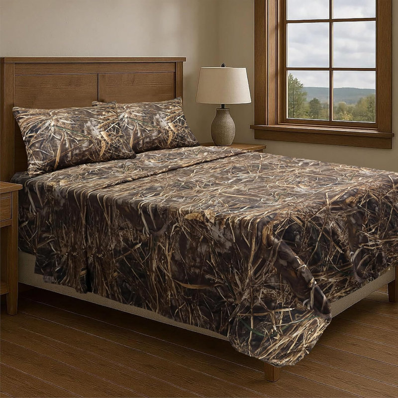VISI-ONE Realtree Max-7 Queen Camo 4 Pcs Sheet Set – Lightweight, Cooling, Wrinkle-Free Microfiber 13" Deep Pockets Sheets, Unisex Rustic Western Farmhouse Style Made to Complement All Living Spaces