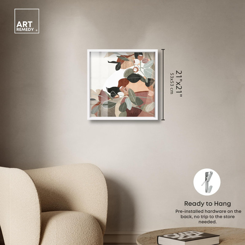 «Neutral Leaves Palm Leaf» par Art Remedy, H 21 po x l 21 po, Blanc