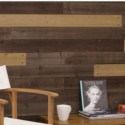 Bechtelsville 3.88" x 48" Solid Wood Wall Paneling in Distressed Brown