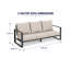 Canapé d'extérieur moderne en aluminium 3 places avec coussins beiges - Siège de patio gris foncé résistant aux intempéries