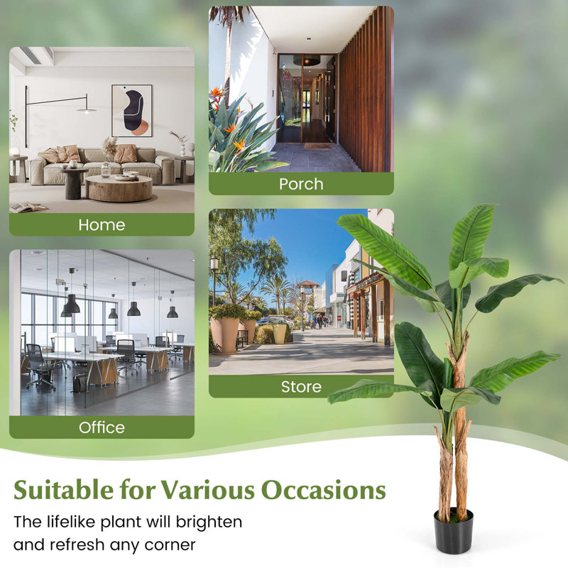 65'' Faux Banana Tree in Planter, 2