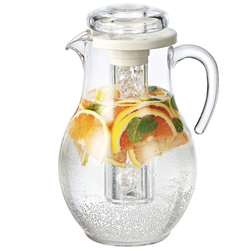 Clear Acrylic 3.3 Liter Pitcher with Ice Tube and Lid