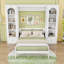 Grand lit escamotable en bois avec tiroirs de rangement, tablettes et bandes lumineuses à DEL-115294558