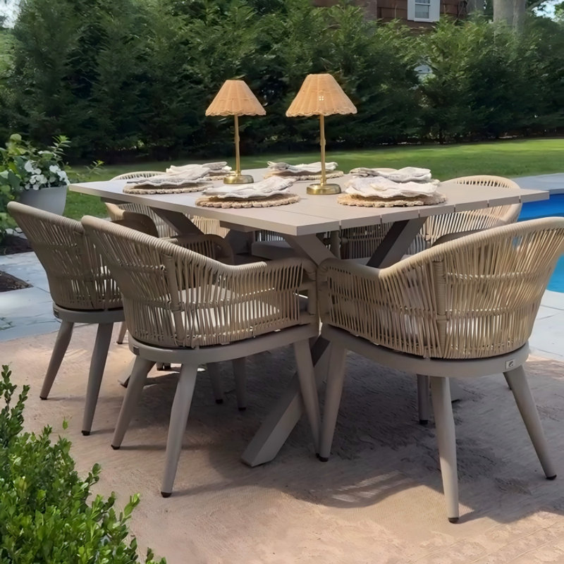 Ensemble de salle à manger rectangulaire pour l'extérieur L 62,99 po pour 6 personnes