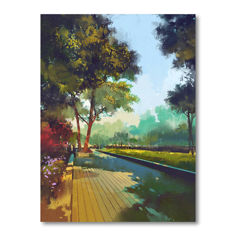 Alley in Colorful Spring Park - peinture sur toile, H 40 po x l 30 po x P 1,5 po, Toile tendue