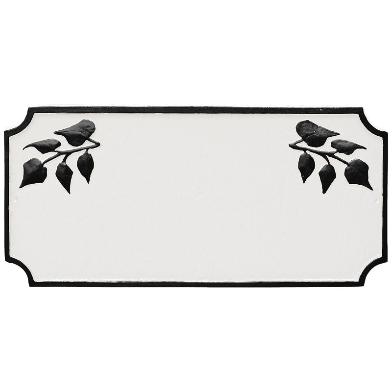 Plaque d’adresse murale sur 2 lignes camden ivy, Blanc / Noir
