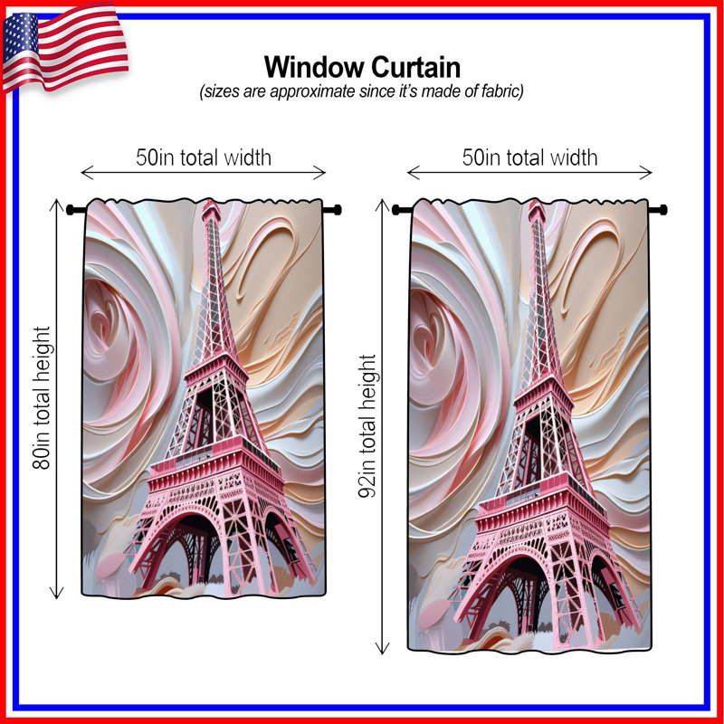 Rideaux de fenêtre Eiffel, voilages et rideaux occultant - 1 panneau, Transparent, 50" x 80" - 1 Panel