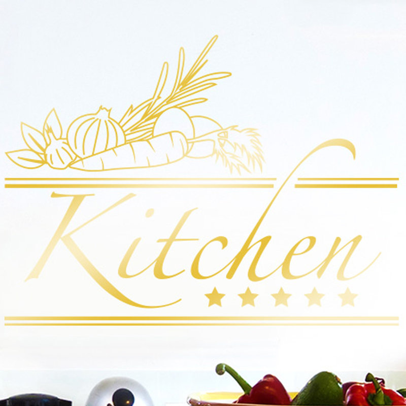 Food & Beverage Non-Wall Damaging Wall Decal, Large, Shiny Gold