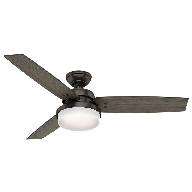 52" Sentinel 3 -Blade Standard Ceiling Fan with Remote Control and Light Kit Included, Premier Bronze