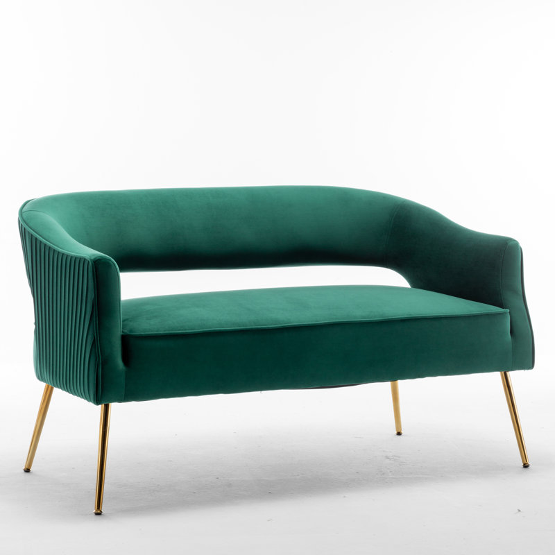 Deybi 51'' Velvet Recessed Arm Loveseat, Green Velvet