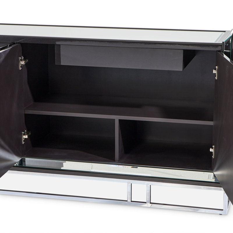 Carmela 86.75'' W Sideboard, Black/Silver