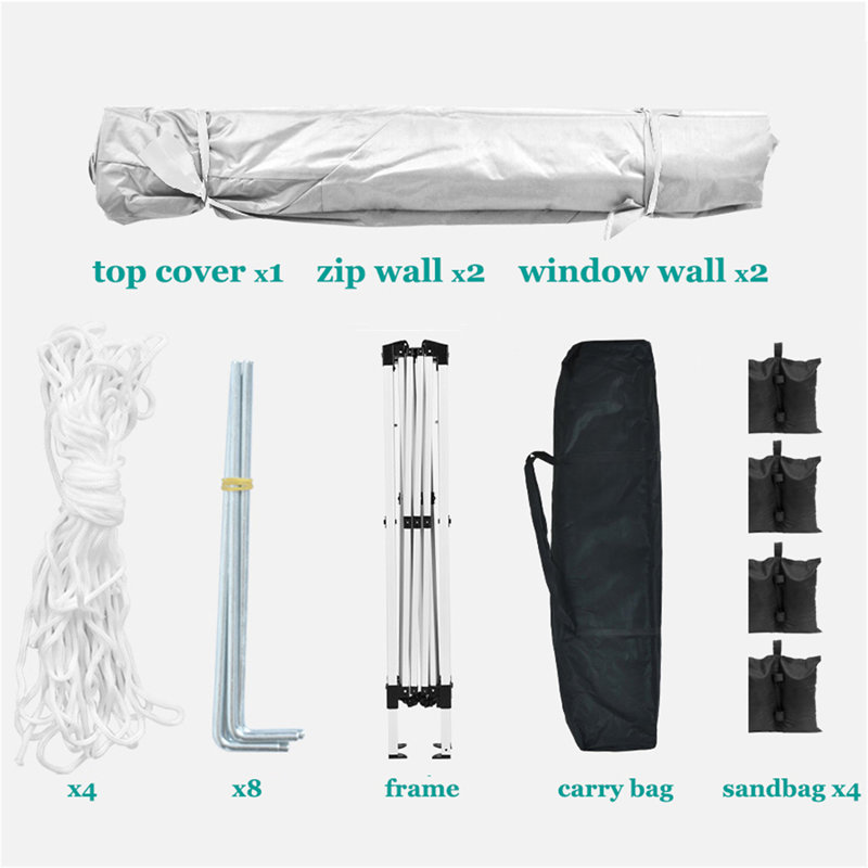 10'X10' Folding Canopy With 4 Removable Sidewalls Outdoor Event Shelter UPF 50+ Gazebo Portable Tents For Parties Beach Camping Wedding EZ Pop Up Canopy 4Pcs Weight Bag + Carry Bag