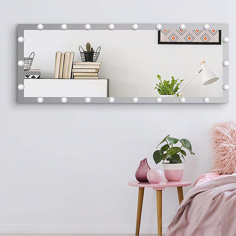 Full Length Mirror with Lights Full Body Vanity Mirror with 3 Color Modes Lighted Standing Floor Mirror for Dressing Room Bedroom Wall Mounted Touch Control Silver 63"x24"