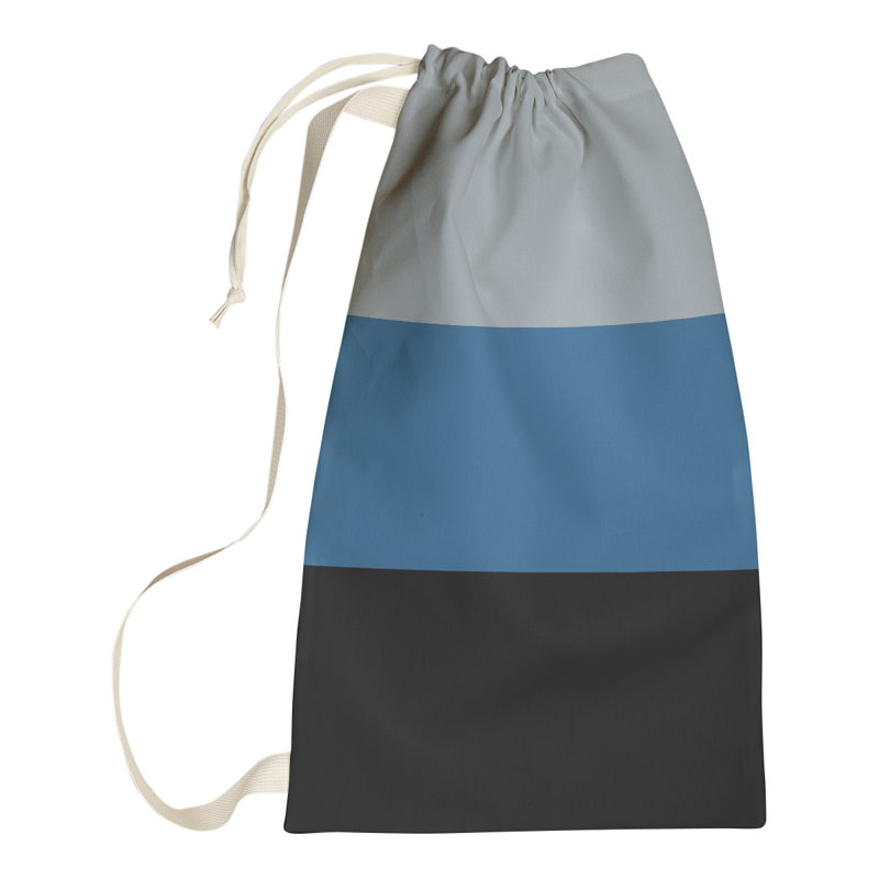 Fabric Laundry Bag with Handles, 29" H x 18" W x 1.5" D, Silver/Blue/Black