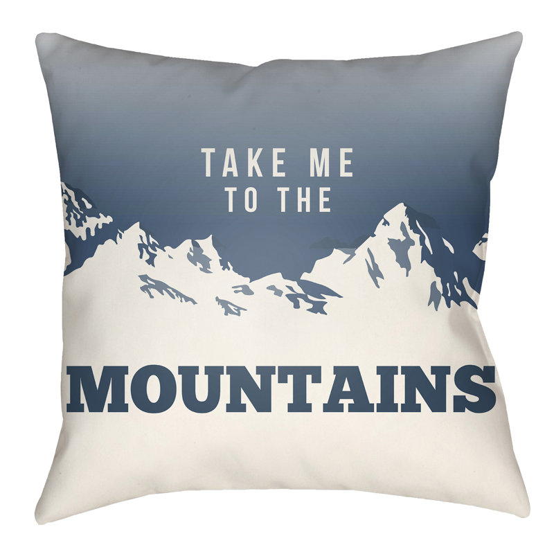 Lodge Cabin Mountain Mountain Indoor/Outdoor Throw Pillow, 22" H x 22" W x 1" D