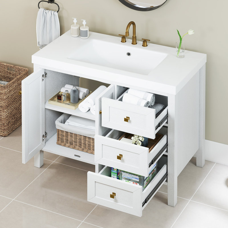 Ensemble de meuble-lavabo 42 po avec lavabo en résine, Blanc