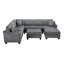 Canapé modulaire Canapé modulaire rembourré en chenille de 111,8 po avec repose-pieds de rangement mobile pour le salon-939831736