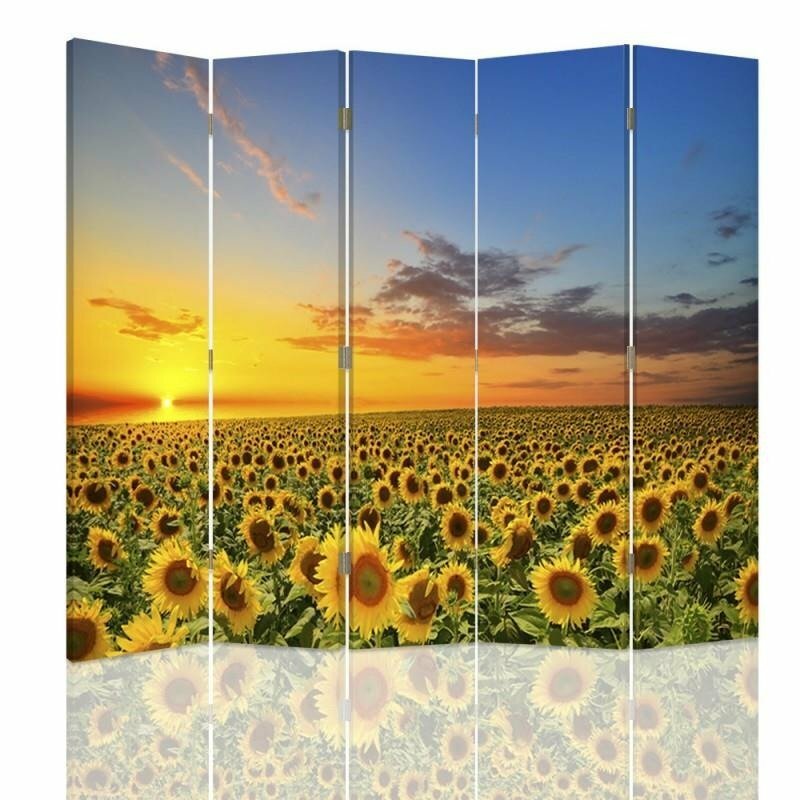 Paravent Landschaft mit Sonnenblumen mit 5 Paneelen