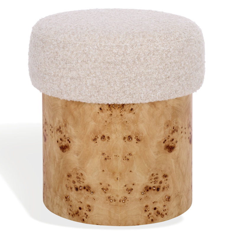 Cooper 16" Burl Ottoman, Cream Boucle