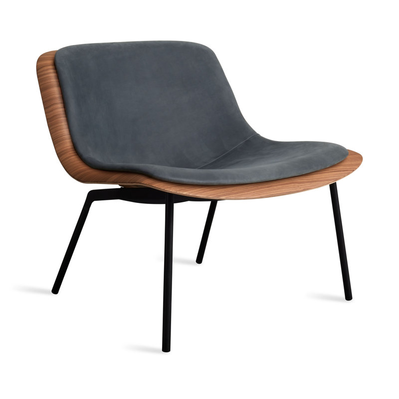 Chaise longue rembourrée en cuir Nonesuch, Encre cuir véritable