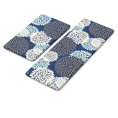 2 tapis de cuisine anti-fatigue Farmhouse, tapis de cuisine imperméables et antidérapants pour la cuisine, bleu utilitaire
