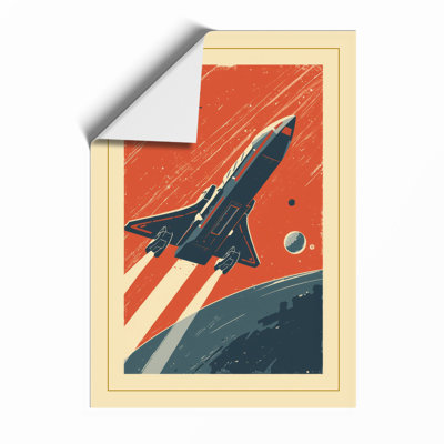 Rocket to the Stars Retro - Framed Print