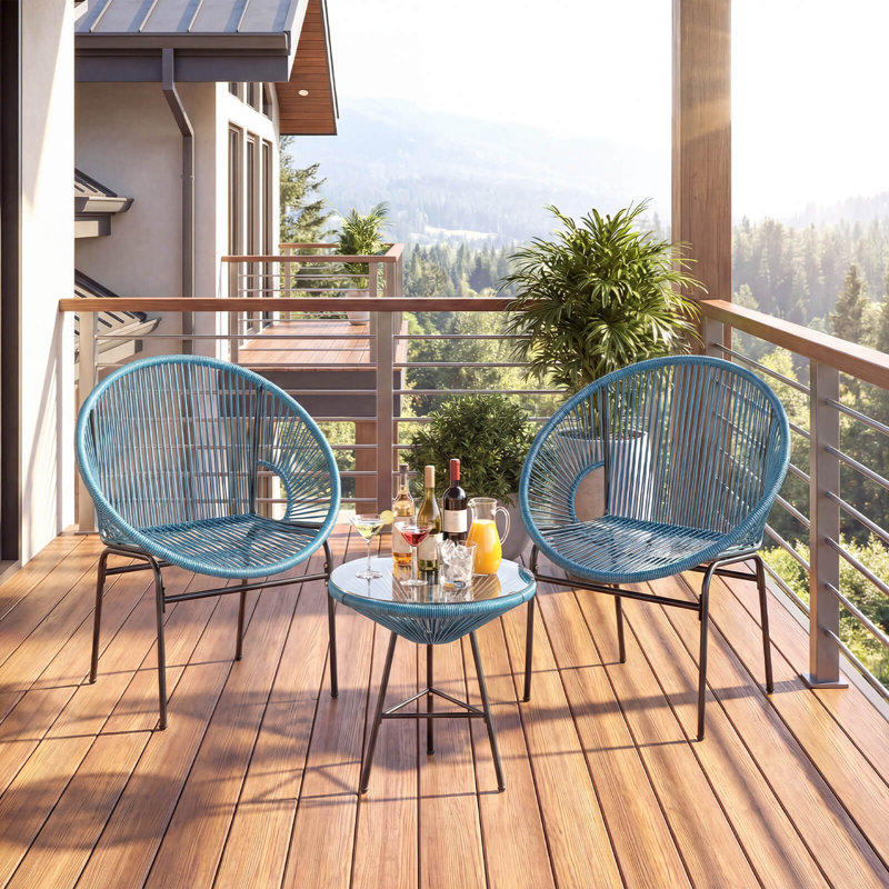 Ensemble de 3 chaises d'extérieur Bayou Breeze, Turquoise