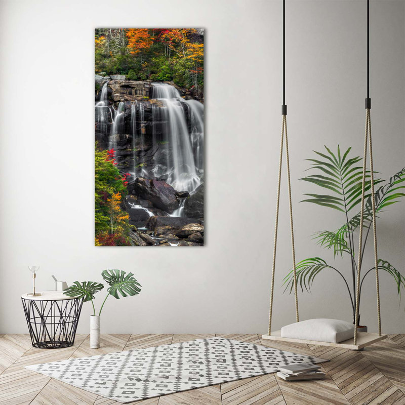 Waterfall In Autumn - Wrapped Canvas Print