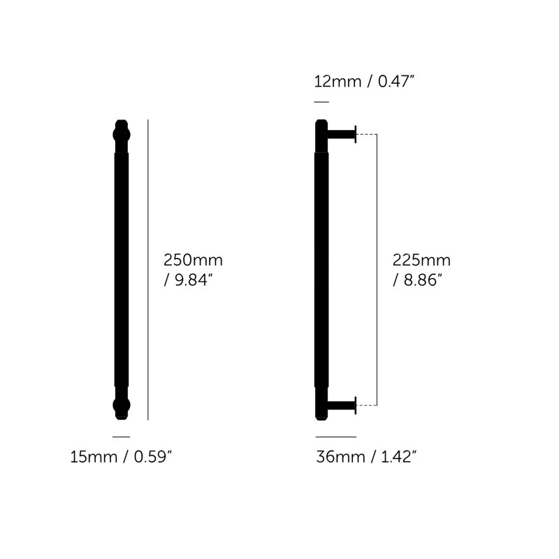 Pull Bar / Linear, Steel, 12 4/5"