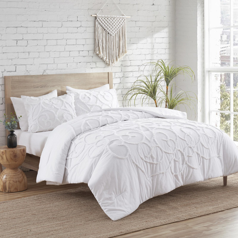 Ensemble d'édredon touffeté médaillon en coton Boho, Édredon pour très grand lit + 2 très grandes ta