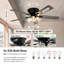 Ventilateur de plafond 52 pouces à 5 pales de style ferme avec pales réversibles deux tons, ensemble d'éclairage et télécommande