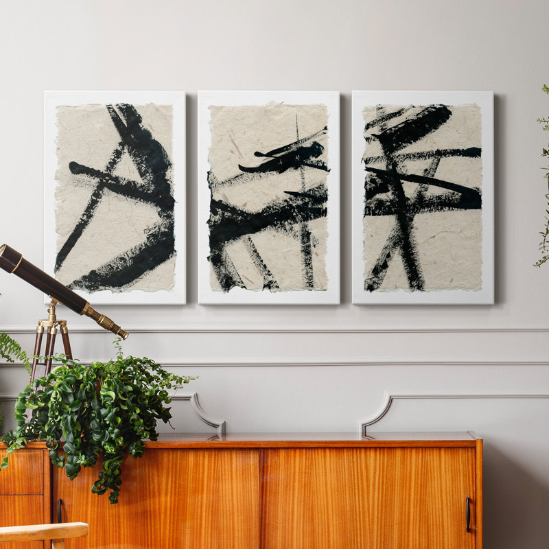 «Lines Crossed I», ensemble de 3 reproductions d'art sur toile tendue, H 60 po x l 120 po x P 3 po