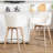 Lovetro Mid-Century Modern 26.6" H Swivel Leather Counter Stool with Wire-Brushed Solid Wood Legs-486233192