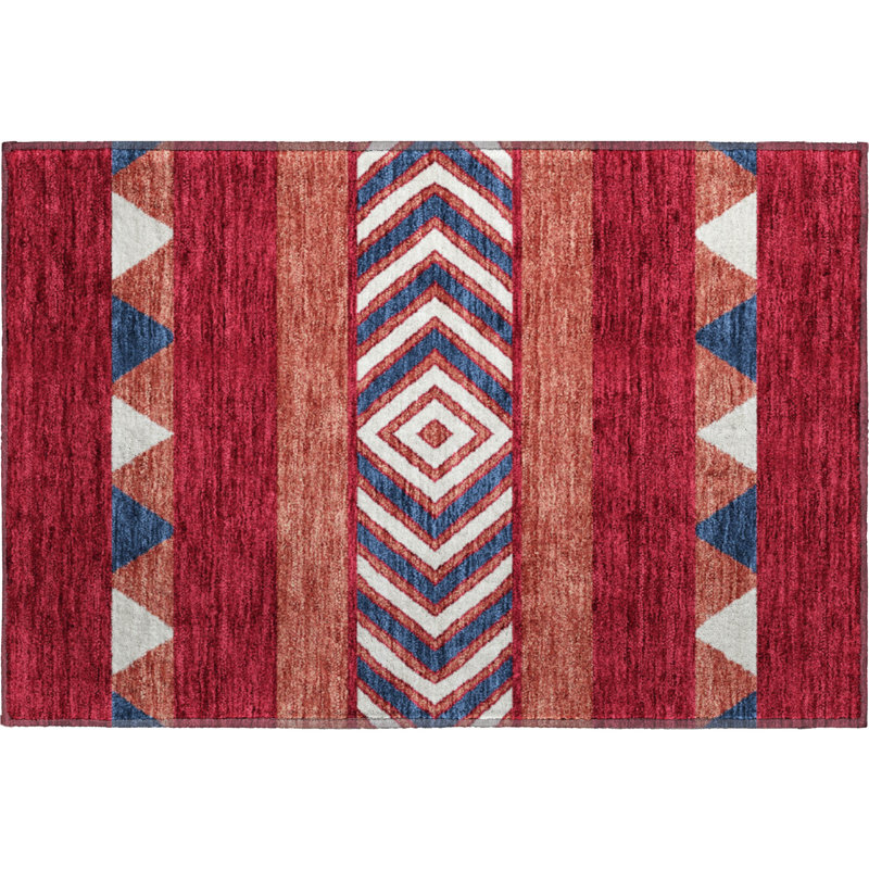 Tapis rouge Prisco lavable à la machine de qualité supérieure, Rectangle 1 pi 8 po x 2 pi 6 po