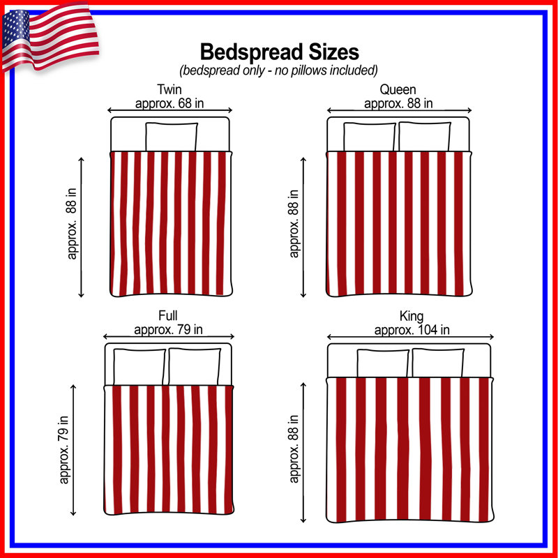 Red Vertical Stripes Quilted Bedspread All Sizes, Queen