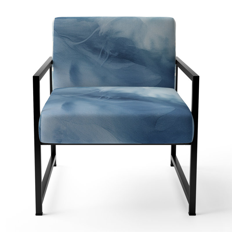 Chaise d'appoint rembourrée abstraite bleue et blanche, Noir